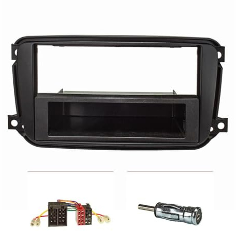 tomzz Audio 2451-035 Radioblende Set kompatibel mit Smart fortwo (451) Facelift ab Bj.10/2010 schwarz mit Radioadapter ISO Antennenadapter ISO DIN