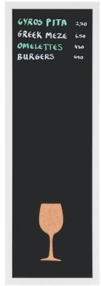 Bi-Office Back2Chalk Vino Tableau à craie Noir Combiné d'Affichage 20 x 60 cm Cadre en MDF Blanc Mat