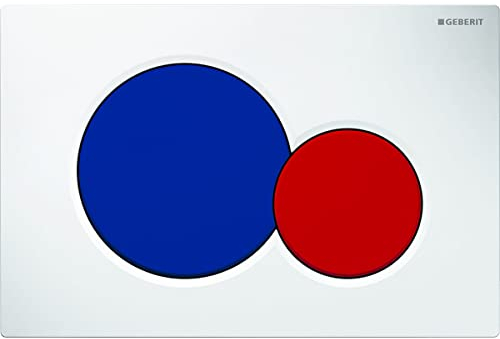 Geberit Placca di azionamento Sigma01 placca di azionamento per 2-Flush (Samba Nuovo), colorazione: Bianco, Pulsante Blu/Rosso - 115.770.LB.5