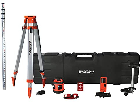 Johnson Level & Tool 99-026K Self-Leveling Horizontal Rotary Laser System w/ Hard Case Kit, 50 x 14.5, Red, 1 Kit,Orange