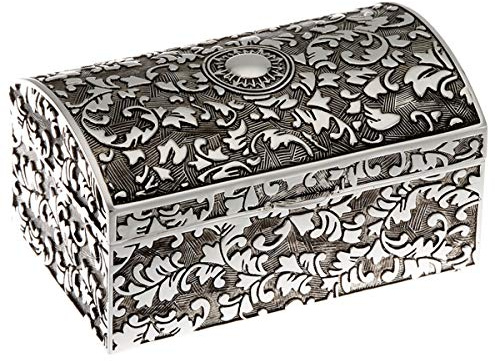 SILBERKANNE Versilberte Schmuckdose mit Ornament-Motiv | Edle Schmuckschatulle 8x5x4cm | Silber-Plated inkl. Geschenkbox