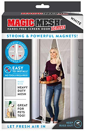 Magic Mesh Deluxe, White | Magnetic Screen Door, Heavy Duty, Magnetic Closure, Door Net, Patio Screen, Sliding Door Screen, Bug Screen for Doorways, Kid & Pet Friendly | Size 39 x 83 (Pack of 1)