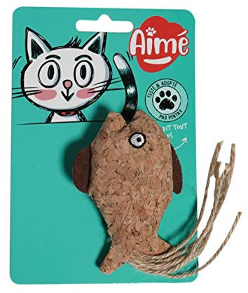 Aime Jouet pour Chat en Liège Naturel 9 cm avec Herbe à Chat Idéal pour Les Griffes