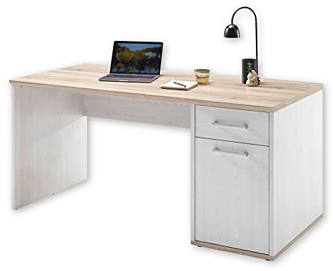 Stella Trading, Romance, Scrivania con cassetto, larice siberiano, rovere San Remo, scrivania in stile contemporaneo, con grande piano di lavoro, 160 x 76 x 73 cm (larghezza x altezza x profondità)