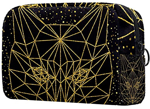 Reise kosmetische Schminktasche Schwarze abstrakte Gold Reise Toilettenartikel Kosmetiktaschen für Frauen Reißverschluss Make-up Beutel Geldbörse Kosmetiktasche Organizer Fall