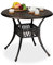 Relaxdays Tavolino da Giardino, con Foro per Ombrellone, Tavolo Rotondo HxD: 75 x 90 cm, Lega di Alluminio, Nero Bronzo
