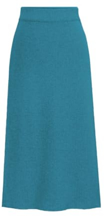 seiveini Gonna Lunga Donna Elegante Invernale Midi Gonne a Maglia a Vita Elastica Tinta Unita A Blu XXL