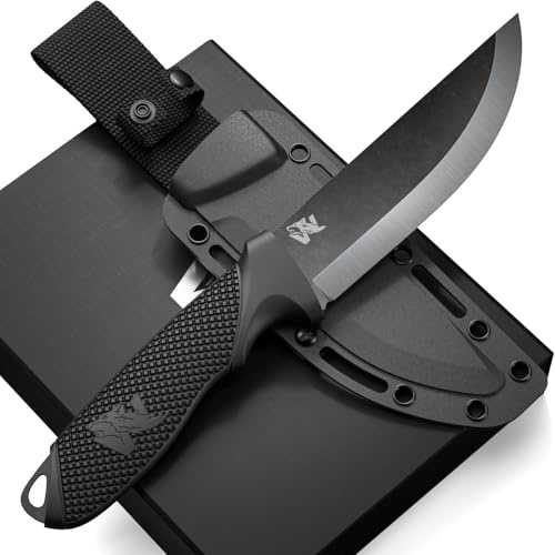 Wolfgangs W-SCANDI Angelmesser mit feststehende Klinge - Inkl. Scheide - Ideales Outdoor-Messer aus einem Stück D2 Stahl gefertigt - Premium Survival Messer - Perfektes Bushcraft Messer Outdoor