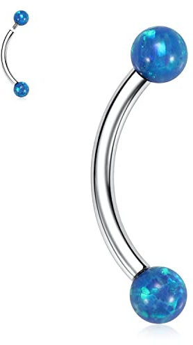Titan ögonbryn ring opal ögonbryn piercing smycken 16G böjd skivstång, 16G