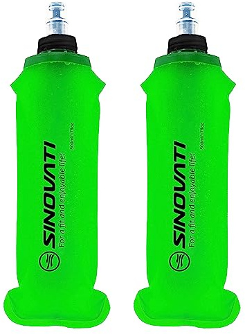 SINOVATI® TPU vikbara dryckesflaskor, mjuk flaska, vattenflaska BPA-fri sportflaska för drickryggsäck, cykel, vandring, jogging, camping och klättring (grön, 500 ml x 2)