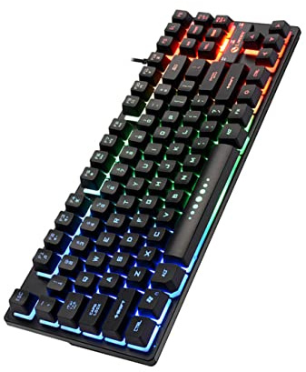 Hemobllo Clavier De Jeu Rétroéclairé Touches pour Ordinateur Bureau Et Maison avec Toucher Mécanique Et Disposition Ergonomique