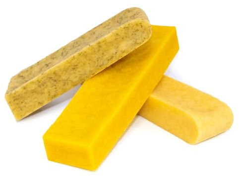 Larsson | Probierset Kaukäse, 3 Käse Geschmacksrichtungen Original Käse-, Käse-Dill und Käse-Kurkuma, Kaukäse für Hunde, Kauknochen, Kaustange, Größe L (3x80-100g)