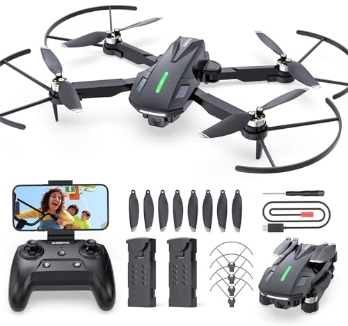 DEERC Drone with 1080P HD Camera for kids and Adults, D75 Foldable FPV RC Quadcopter with 32 Mins Long Flight Time, Brushless Motors, Voice and Gesture Control, Tap Fly, 3 Speed Modes for Beginners