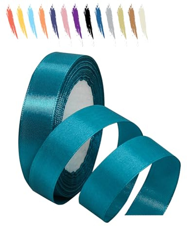 Pfauenblau 20mm Satinband 23 Meter, Polyesterband, verschönern Sie Ihre Bastelarbeiten und Feiern, ideal für Geschenkverpackungen, Dekorationen, Hochzeitsautoband, Bänder zum Basteln