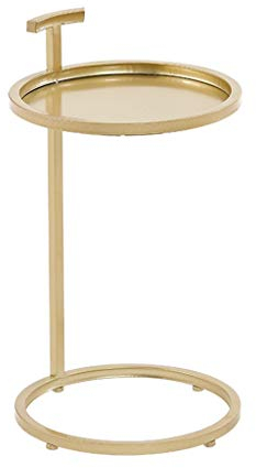 Nachttische Beistelltisch aus Holz, ovaler Desktop-C-förmiger Sofatisch, Wohnungen, Wohnzimmer, Balkon, Freizeit-Beistelltisch, multifunktionaler Couchtisch, Korbtisch (Farbe: Gold, Größe: 40 x 40 x 7