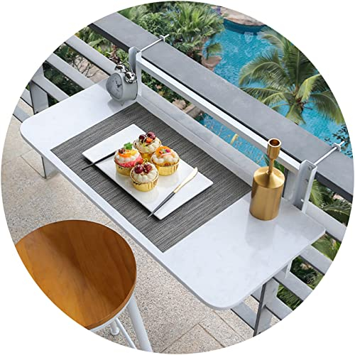 NEWWAN Balkon-Klapptisch, Metall-Gartentisch, hängender Balkontisch, schwebender Schreibtisch für Balkon, Leitplanke, Zaun, Drop-Leaf-Tisch