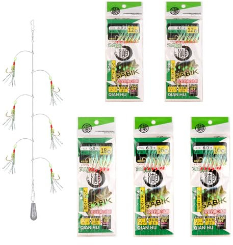 Set de 30 Aparejos de Plumas de Caballa con Ganchos, Cuentas Luminosas y Señuelos Biónicos para Caballa, Abadejo, Bacalao, Arenque y Lubina