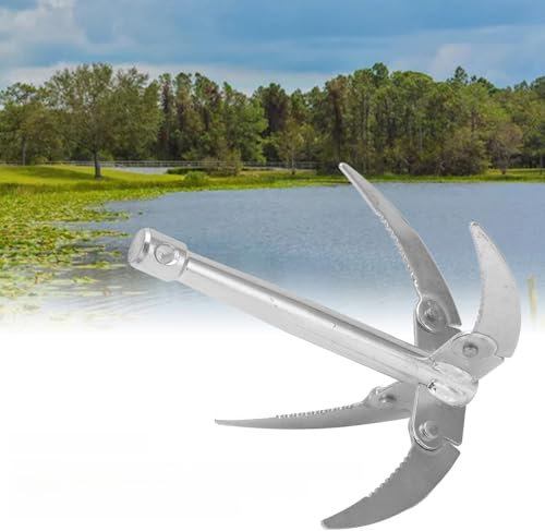 Strumento per Rimuovere le Radici delle Erbacce, Rasoio Pieghevole a 4 Artigli con Corda da 32,8 Piedi Taglia Erbacce Acquatiche Falce di Ancoraggio Acqua Erba Piante Taglierina