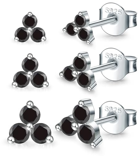 MASOP Ohrstecker Silber Gold Rosegold Set, Klein Zirkonia Silber 925 Stecker 3mm/4mm/5mm Schmuck Geschenke für Frauen Damen Mädchen