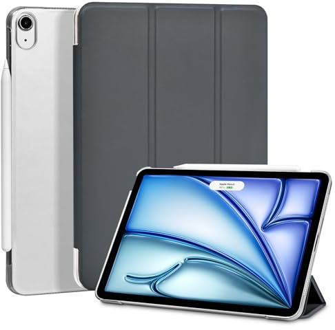 4UBonLife Custodia per iPad Air 11 Pollici M4/M3/M2 2026/2025/2024, iPad Air 5a/4a Generazione 10,9 Pollici 2022/2020, Cover Protettiva Rigida Sottile con Traslucida Posteriore Cover, Grigio Siderale