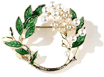 fdsmall Maiglöckchen-Brosche, Damen-Broschen und Anstecknadeln, Lilien-Brosche für Frauen mit Kunstperlen, modische Blumenbrosche, Königin, Lieblingsblume, Perlen-Brosches, Perle Metall