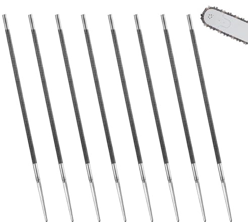 Kettensägenfeile, 8 Stück Rundfeile Sägeketten, 4.8mm Kettensäge Feilen, Rasenmäher Kettensäge Schärfefefeile, Sägekettenfeilenset, für Manuelle Schärfen von Sägeketten