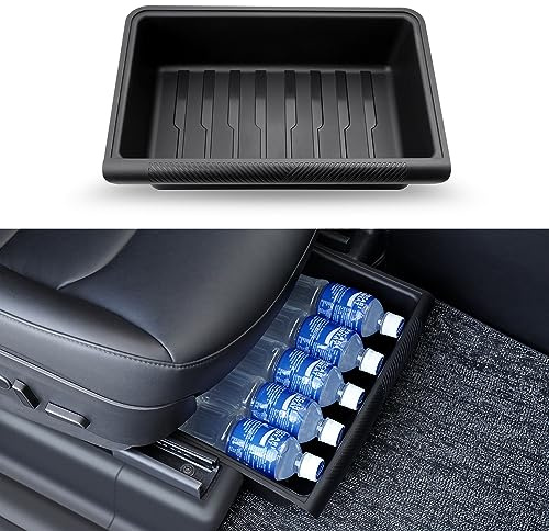 CARERSTEN Materiallagerbox Für Tesla Model Y Zubehör TPE 2021-2024 Unter Dem Sitz Wasserdicht Aufbewahrungsbox Für Sitze Für Tesla Zubehör Model Y Auto Organizer Ablage Auto Aufbewahrungsbox Tray