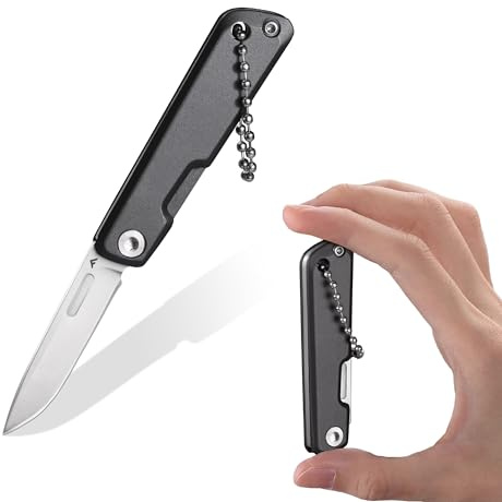 FLISSA Cuchillo Plegable Mini, Navaja de Bolsillo Ultraligera con Hoja de Acero 14C28N CNC, Mango de Aluminio, EDC Compacta para Camping, Senderismo y Uso Diario