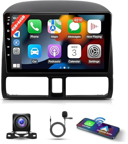 4G+64G Android 13 Car Stereo for Honda CRV 2001-2006 Car Radio 9 Inch Touch Screen 2 Din with Wireless Carplay Android Auto Car Stereo with GPS Navigation Bluetooth WIFI FM RDS Backup Camera