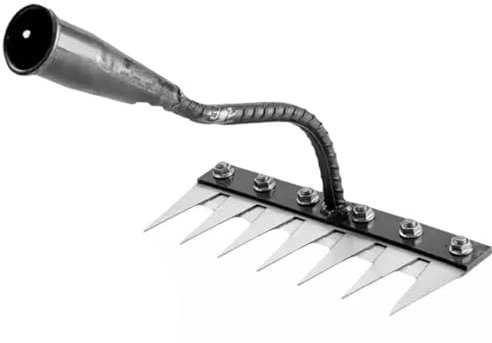 Heavy Duty Rake for Gardening - 6/7/8 Teeth Garden Rakes for Dethatching, Lawn Soil Aeration & Debris Removal - Thickened Carbon Steel iron Weeding Rake (7 teeth)