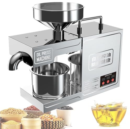 Automatic Oil Press Machine, Stainless Steel Cold Hot Press for Nuts, Seeds, Grain, Spices, Coffee Beans, Corn, and Chinese Herbs - High Oil Extractor for Commercial Use