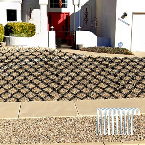 Kies-Stabilisatorgitter, 3 x 5,2 m, strapazierfähig, 5,1 cm hohes HDPE-Landschaftsgitter für Auffahrt und Gehwege, Stabilisierung, Boden- und Schlammfertigersystem, Schwarz
