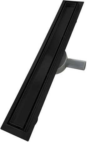 VINY Caniveau de douche 2en1 à encastrer L.90 cm réversible à carreler ou inox noir, drainage élévé 36l/min