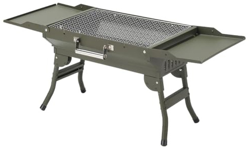 Barbacoa plegable de carbón vegetal, 82 x 31 cm, barbacoa portátil grande, barbacoa de camping para 4-8 personas, barbacoa de carbón compacta para camping, picnics, jardines y fiestas en la playa