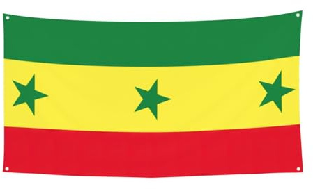 Drapeau du Sénégal - Bannière de fête d'Halloween - Décoration extérieure pour clôture, porche, jardin, vacances