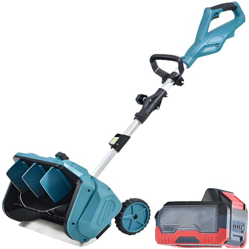 Pelle à neige électrique sans fil, moteur sans balais de 1000 W, autonomie de 30 min, largeur de déneigement de 40,7 cm, légère pour le déneigement des allées et des terrasses, 2 batteries incluses