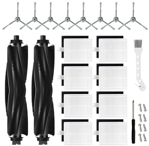 Auoiian 20Pcs L60 Replacement Part Kit for Eufy L60/L60 SES/ L50/L50 SES Robot Vacuum Cleaner – Includes 2 Roller Brushes, 8 Side Brushes, 8 Filters with Sponge, 1 Cleaning Tool & 1 Screwdriver