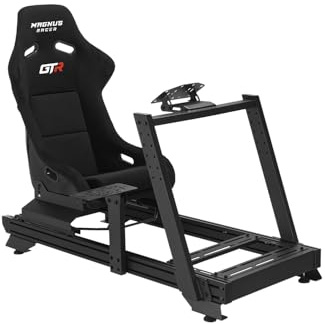 Indeca Cockpit Simracing Magnus Racer GTR con Asiento | Soporte para Volante, Pedales y Palanca de Cambios | Estructura de Aluminio y Acero | Ajustable y Estable