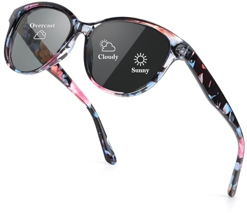 Myiaur Photochromic Polarised Sunglasses for Women UV400 Protection | Trendy Ladies Shades Self-Tinting for Driving& Holiday