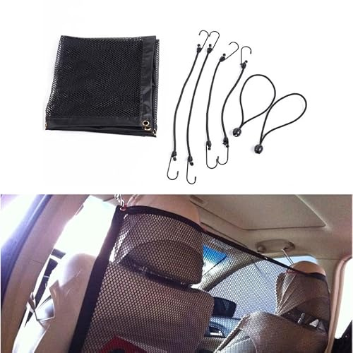 GALPADA Barrera para Perros y Niños en Coche Negro Material de Fibra y Tela Oxford, Divisor Elástico para Asiento Trasero en Coche y Camión Seguro y Resistente