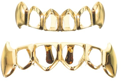 ERINGOGO Goldene Kupferne Hip Hop Zahngrills für Erwachsene Dekorativer und Leichter Zahnschmuck mit Einzigartigem Look Bequem zu Tragen im Rapper Stil