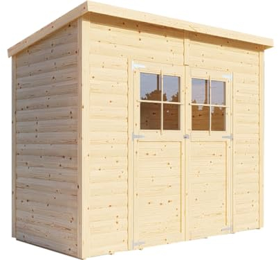 WOODTEX Gartenhaus Lenn 2 19 mm Natur | BxTxH: 251 x 139 x 211 cm | Sockelmaß: 244 x 121 cm | inkl. Boden