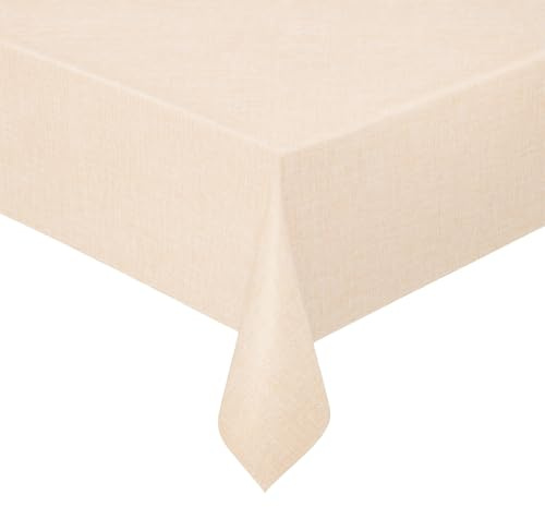 Wachstuch Wachstischdecke Tischdecke Gartentischdecke Lack Leinen Beige Rechteckig 140 x 100 cm abwaschbar