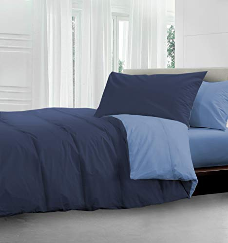 HomeLife Winterdecke Einzelbett 180x250cm - Extra Warme Bettdecke Winter - Weiche Winterbettdecke aus 100% Polyester - Steppdecke für Allergiker - Waschmachinenfeste Schlafdecke - Blau/Hellblau