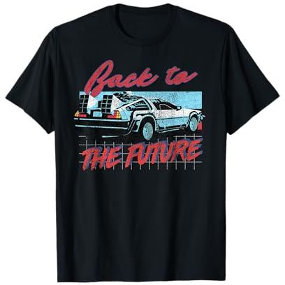 Back To The Future DeLorean Grid Portrait T-Shirt