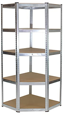 TRUTZHOLM Eckregal mit 5 MDF Böden Steckregal 180x75x40cm Schwerlastregal 875kg (pro Boden 175kg) Lagerregal Kellerregal Metallregal Regal