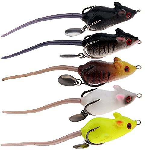 Funzhan Mouse Fishing Lure Soft Rat Fishing Lure Topwater Artificial Creature Baits Swimbaits Jerkbait Spoons Head Jig Hooks for Bass Crappie Pike Speckled Trout Saltwater Freshwater