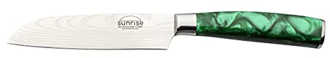 Rockingham Forge Santokumesser, Sunrise Kollektion, 12cm, Grüner Harzgriff, Klinge aus Rostfreiem Stahl, Edelstahl, Geschenkverpackung, RF-2104GN