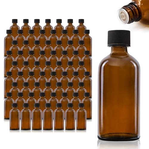 Oputec 68 x 100 ml Tropfflaschen aus Glas: Großpackung braune Apothekerflaschen mit Tröpfler - Kleine Glasflaschen mit Schraubverschluss für Flüssigkeiten
