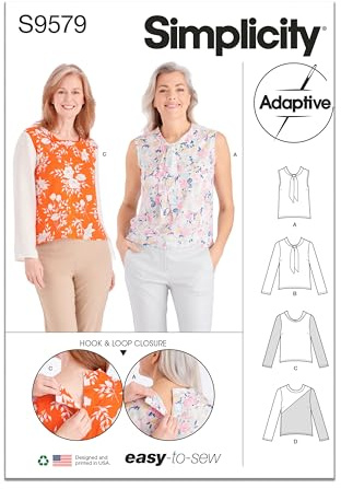 Simplicity SS9579H5 Misses' Adaptive Top Sewing Pattern Packet, Design Code S9579, Sizes 6-8-10-12-14